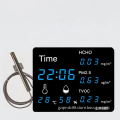 Air Quality Monitor with HCHO Meter, PM2.5, TVOC, Temperature, Hygrometer, LED Display, and Wall Clock